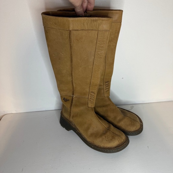 Vintage Rare Dr Martens 2B17 Knee High Tan Soft Leather Zip Tall Chunky Boots - Picture 1 of 8